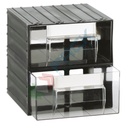 Cassettiera in plastica componibile con 2 cassetti, mis. 225 L x 225 P x 225 H mm, colore trasparente