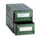 Cassettiera in plastica componibile con 2 cassetti, mis. 238 L x 423 P x 262 H mm, colore verde