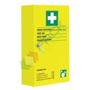 Armadietto pronto soccorso in metallo verniciato con polvere epossidica FLUO, contenuto base + MAGGIORAZIONE comparto ALIMENTARE conforme all'allegato 1 del D.lgs. 81/2008-D.M.388/2003, ideale per 3 o più lavoratori (per aziende del gruppo AB)