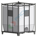Contenitore cubico in plastica ideale per il trasporto e lo stoccaggio di liquidi chimici, capacità 1300 Lt, telaio standard