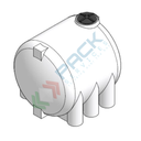 Serbatoio in plastica (PE) per chimici e alimenti, cilindrico orizzontale con piedini, capacità 5000 Lt, Mis. 1850 L x 2220 P x 1980 H mm, colore neutro