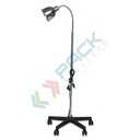 Lampada da ambulatorio con ruote, base a 5 razze in plastica e struttura in alluminio