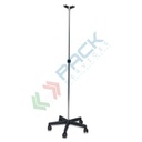 Piantana per ipodermoclisi, con ruote, a 2 ganci con base a 5 razze in plastica