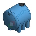 Serbatoio acqua in plastica (PE), cilindrico orizzontale con piedini, capacità 5000 Lt, Mis. 1850 L x 2220 P x 1980 H mm, colore azzurro