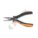 Pinza per elettronica a becchi mezzotondi lunghi zigrinati impugnatura bimateriale L ~ 140 - Art. 1177BM/Z