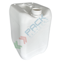 Tanica in plastica (HDPE), capacità 25 Lt, quadrata, sovrapponibile e omologata ADR/ONU, peso 1100 gr, colore bianco - chiusura con tappo a vite con sigillo escluso