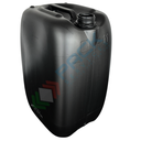 Tanica in plastica (HDPE), capacità 25 Lt, rettangolare, sovrapponibile e omologata ADR/ONU, peso 1200 gr, colore nero - chiusura con tappo a vite con sigillo escluso