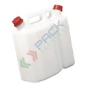 Tanica in plastica (HDPE) doppia, capacità 1,5 e 3,5 Lt, peso 370 gr, tappo a vite (incluso), colore neutro