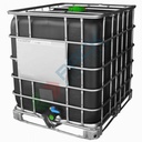 Cisterna IBC 1000 Litri in plastica, usata/rigenerata, coperchio 150 mm, valvola di scarico 2", pallet in metallo, colore nero