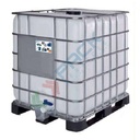 Cisterna IBC 1000 Litri in plastica, rigenerata con otre NUOVA, coperchio 225 mm, valvola di scarico 2", pallet in plastica, colore neutro