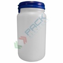 Barattolo in plastica (HDPE), cilindrico, capacità 1500 ml, chiusura a pressione con sigillo di garanzia e sottotappo (tappo incluso)