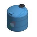 Serbatoio acqua in plastica (PE), cilindrico verticale basso, capacità 1500 Lt, Mis. Ø 1350 x 1250 H mm, colore azzurro