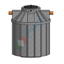 Serbatoio acqua piovana in plastica, cilindrico verticale, capacità 1700 Lt, elettropompa 0,3 Kw/0,4 Hp, uso domestico