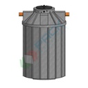 Serbatoio acqua piovana in plastica, cilindrico verticale, capacità 2200 Lt, elettropompa 0,8 Kw/1,1 Hp, uso domestico