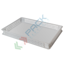 Cassetta in plastica (HDPE) sovrapponibile, capacità 13 Lt, Mis. 600 L x 400 P x 70 H mm, ideale per alimenti, fondo chiuso, pareti forate, colore bianco