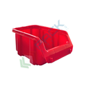 Contenitore bocca di lupo sovrapponibile, in plastica (PP), capacità 0,75 Litri, Mis. 100 L x 163 P x 72 H mm, con linguetta posteriore, colore rosso