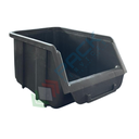 Contenitore bocca di lupo sovrapponibile, in plastica (PP), capacità 1,65 Litri, Mis. 128 L x 204 P x 96 H mm, con linguetta posteriore, colore grigio