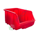 Contenitore bocca di lupo sovrapponibile, in plastica (PP), capacità 1,65 Litri, Mis. 128 L x 204 P x 96 H mm, con linguetta posteriore, colore rosso