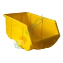 Contenitore bocca di lupo sovrapponibile, in plastica (PP), capacità 5,25 Litri, Mis. 184 L x 304 P x 129 H mm, con linguetta posteriore, colore giallo
