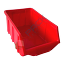 Contenitore bocca di lupo sovrapponibile, in plastica (PP), capacità 8,75 Litri, Mis. 219 L x 368 P x 148 H mm, con linguetta posteriore, colore rosso