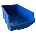 Contenitore bocca di lupo sovrapponibile, in plastica (PP), capacità 15 Litri, Mis. 264 L x 434 P x 168 H mm, con linguetta posteriore, colore blu