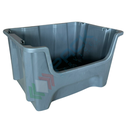 Contenitore bocca di lupo sovrapponibile, in plastica (PP), capacità 35 Litri, Mis. 490 L x 400 P x 300 H mm, colore grigio