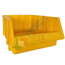 Cassa bocca di lupo in plastica (PP), sovrapponibile e componibile, capacità 26 Lt, Mis. 340 L x 503 P x 200 H mm, colore giallo