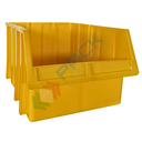 Cassa bocca di lupo in plastica (PP), sovrapponibile e componibile, capacità 33 Lt, Mis. 340 L x 503 P x 250 H mm, colore giallo