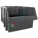 Cassa bocca di lupo in plastica (PP), sovrapponibile e componibile, capacità 33 Lt, Mis. 340 L x 503 P x 250 H mm, colore grigio