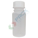 Bottiglia in plastica (PE), cilindrica a collo largo, capacità 250 ml, chiusura a vite normalizzato (tappo incluso)