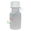 Bottiglia in plastica (PP), cilindrica a collo largo, capacità 100 ml, chiusura a vite normalizzato (tappo incluso)