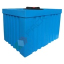 Serbatoio acqua in plastica (PE), parallelepipedo orizzontale nervato, capacità 255 Lt, Mis. 620 L x 830 P x 640 H mm, colore azzurro