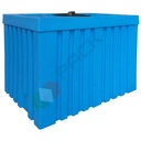 Serbatoio acqua in plastica (PE), parallelepipedo orizzontale nervato, capacità 550 Lt, Mis. 700 L x 1000 P x 830 H mm, colore azzurro