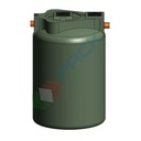 Degrassatore statico corpo lisico, A.E. 250, coperti 1000, scarico domestico, Mis. Ø 2000 x 3050 H mm, per il pre-trattamento acque non provenienti da wc