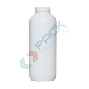 Bottiglia in plastica (HDPE) cilindrica a collo largo, capacità 1000 ml, omologata ADR/ONU per liquidi, chiusura con tappo a vite con apertura del sigillo a strappo (tappo escluso), colore bianco latte