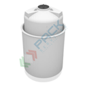 Serbatoio con vasca di contenimento, in plastica (PE) per chimici e alimenti, capacità 11470 Lt, cilindrico verticale, Mis. Ø 2550 x 3110 H mm, colore neutro