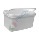 Secchio plastica (PP) rettangolare, capacità 3,5 Lt, Mis. 244 L x 164 P x 128 H mm, manico in plastica, chiusura a pressione (coperchio escluso)
