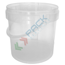 Secchio plastica (PP) conico, capacità 6,4 Lt, Mis. Ø 209 x 210 H mm, omologato ADR/ONU, manico in plastica, chiusura a pressione (coperchio escluso), colore neutro