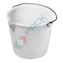 Secchio plastica (PE) conico con becco, capacità 30 Lt, Mis. Ø 380 x 360 H mm, manico in metallo, colore bianco