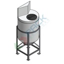 Serbatoio in plastica (PE) per chimici e alimenti, cilindrico verticale, con struttura, capacità 120 Lt, Mis. Ø 520 x 1350 H mm, colore neutro