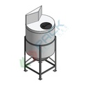 Serbatoio in plastica (PE) per chimici e alimenti, cilindrico verticale, con struttura, capacità 220 Lt, Mis. Ø 640 x 1520 H mm, colore neutro