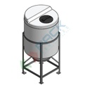 Serbatoio in plastica (PE) per chimici e alimenti, cilindrico verticale, con struttura, capacità 220 Lt, Mis. Ø 640 x 1320 H mm, colore neutro