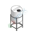 Serbatoio in plastica (PE) per chimici e alimenti, cilindrico verticale, con struttura, capacità 325 Lt, Mis. Ø 730 x 1420 H mm, colore neutro