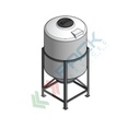 Serbatoio in plastica (PE) per chimici e alimenti, cilindrico verticale, con struttura, capacità 330 Lt, Mis. Ø 730 x 1510 H mm, colore neutro