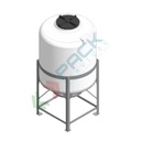 Serbatoio in plastica (PE) per chimici e alimenti, cilindrico verticale, con struttura, capacità 600 Lt, Mis. Ø 880 x 1770 H mm, colore neutro