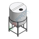 Serbatoio in plastica (PE) per chimici e alimenti, cilindrico verticale, con struttura, capacità 1070 Lt, Mis. Ø 1115 x 1900 H mm, colore neutro
