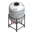 Serbatoio in plastica (PE) per chimici e alimenti, cilindrico verticale, con struttura, capacità 1060 Lt, Mis. Ø 1110 x 2120 H mm, colore neutro