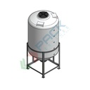 Serbatoio in plastica (PE) per chimici e alimenti, cilindrico verticale, con struttura, capacità 1500 Lt, Mis. Ø 1110 x 2420 H mm, colore neutro