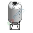 Serbatoio in plastica (PE) per chimici e alimenti, cilindrico verticale, con struttura, capacità 2500 Lt, Mis. Ø 1400 x 2910 H mm, colore neutro