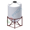 Serbatoio in plastica (PE) per chimici e alimenti, cilindrico verticale, con struttura, capacità 4000 Lt, Mis. Ø 1720 x 3130 H mm, colore neutro